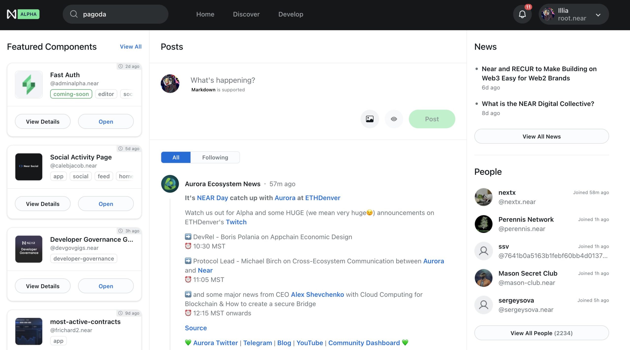 Giao diện thân thiện của NEAR Social chạy trên Layer1 NEAR Protocol